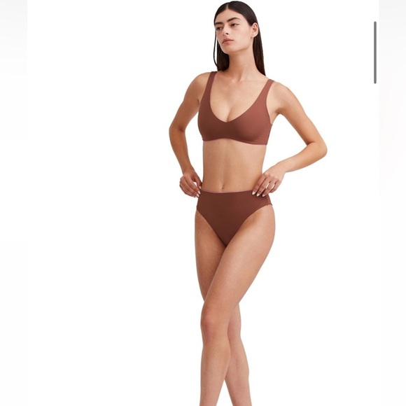 Gottex 3pc brown purple mauve hazelnut Reversible V-Neck Bikini Top size 6 new - Picture 2 of 5